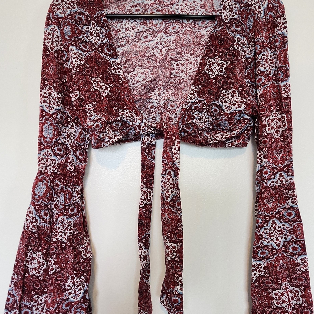 Tobi Red and White Paisley Blouse